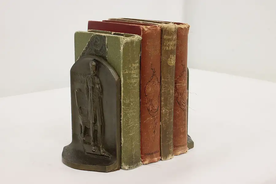 Main image of Pair of President Lincoln Antique Brass Office Bookends