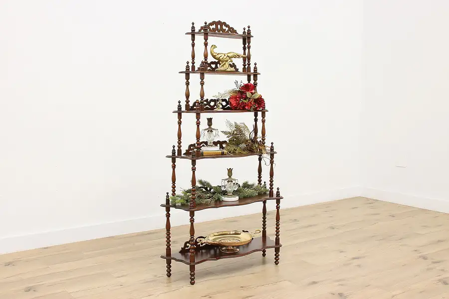 Main image of Victorian English Antique Walnut Etagere or Display Stand