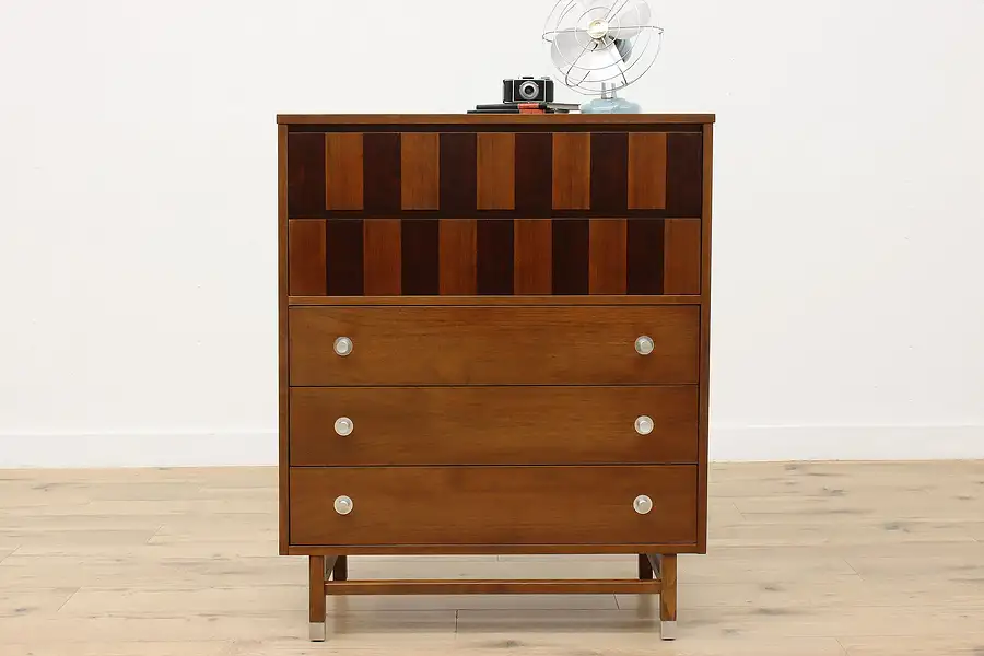 Main image of Midcentury Modern Vintage Walnut Dresser or Chest, Stanley