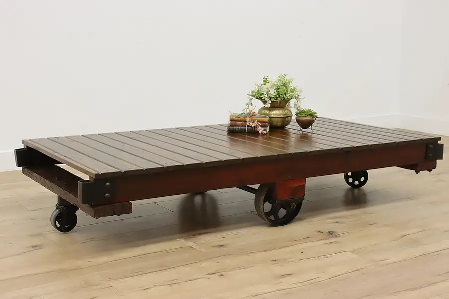 Main image of Railroad Salvage Antique Farmhouse Cart Coffee Patio Table