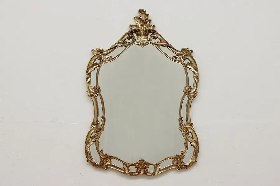 Main image of French Rococo Design Vintage Carved Gold Wall Mirror