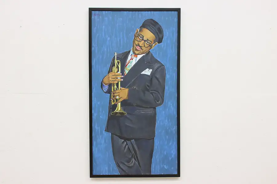 Main image of Jazz Trumpeter Dizzy Gillespie Oil Painting, Keiffer 54.5"