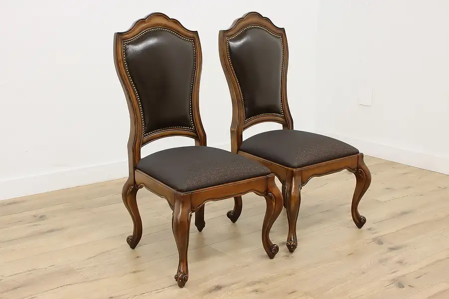 Main image of Pair of French Provincial Vintage Carved Birch Dining Chairs