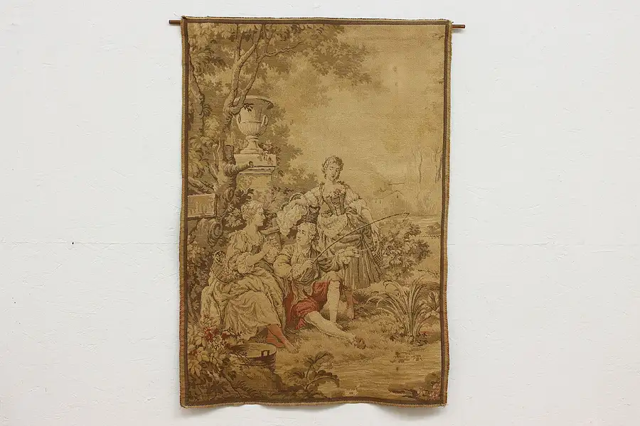 Main image of Lord & Ladies in Garden Antique Tapestry, Belgium 39"