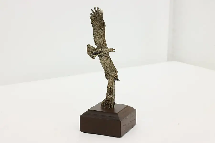 Main image of Soaring Eagle Vintage Bronze Sculpture on Walnut Base, Shoop