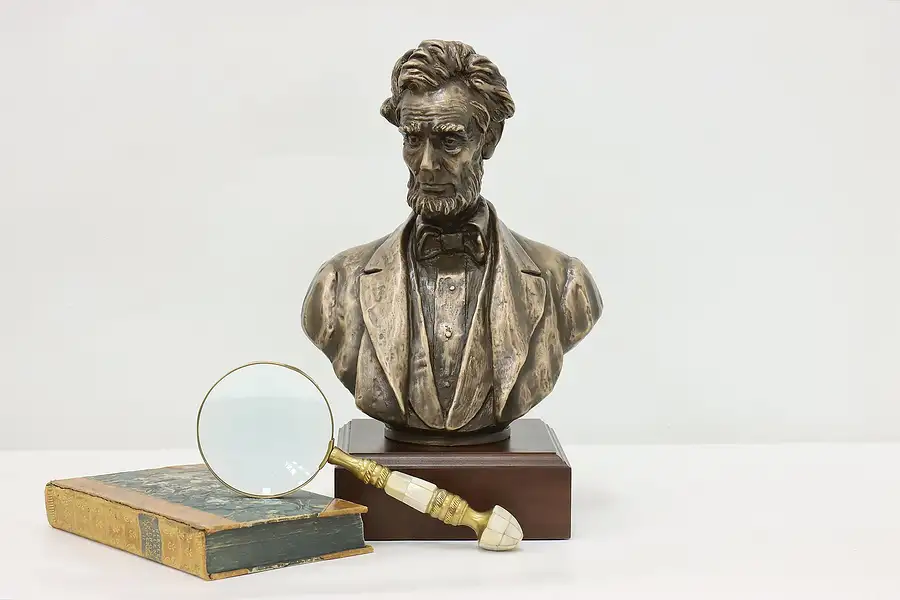 Main image of Abraham Lincoln Vintage Bronze Sculpture Walnut Base Shoop