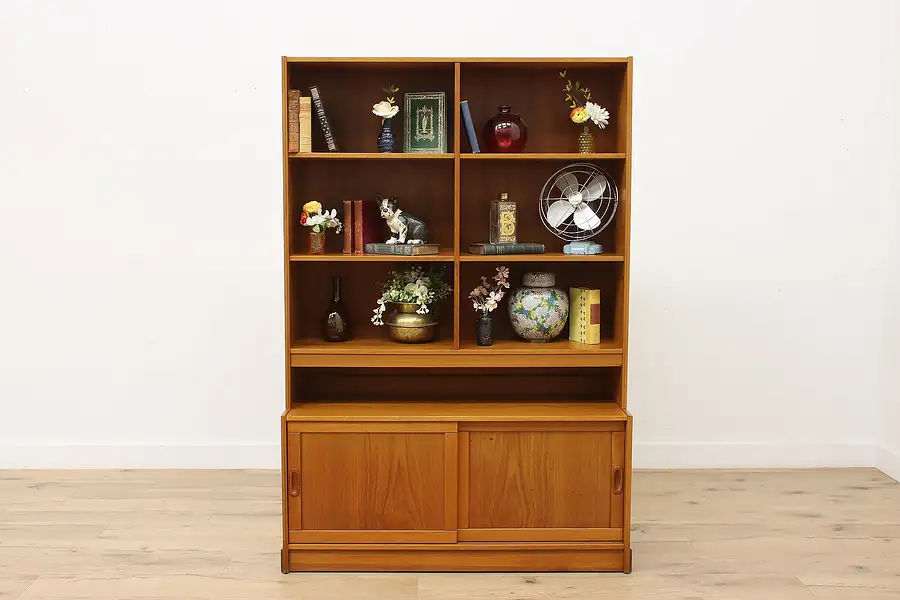 Main image of Danish Midcentury Modern Vintage Teak Bookcase Bar Cabinet