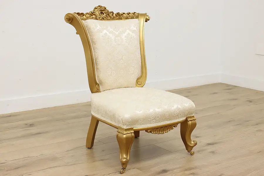 Main image of French Rococo Design Antique Carved Gilt Side Chair