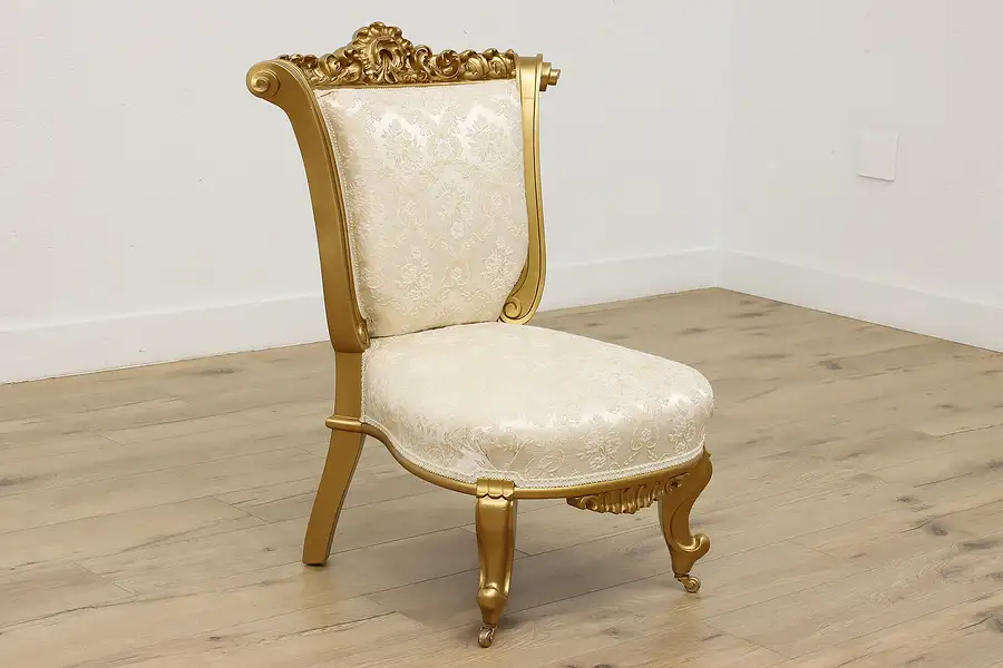 Main image of French Rococo Design Antique Carved Gilt Side Chair