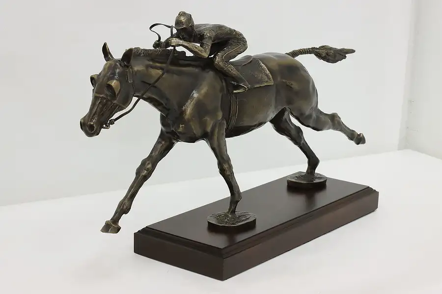 Main image of Horse Race & Jockey Vintage Bronze Sculpture, Shoop