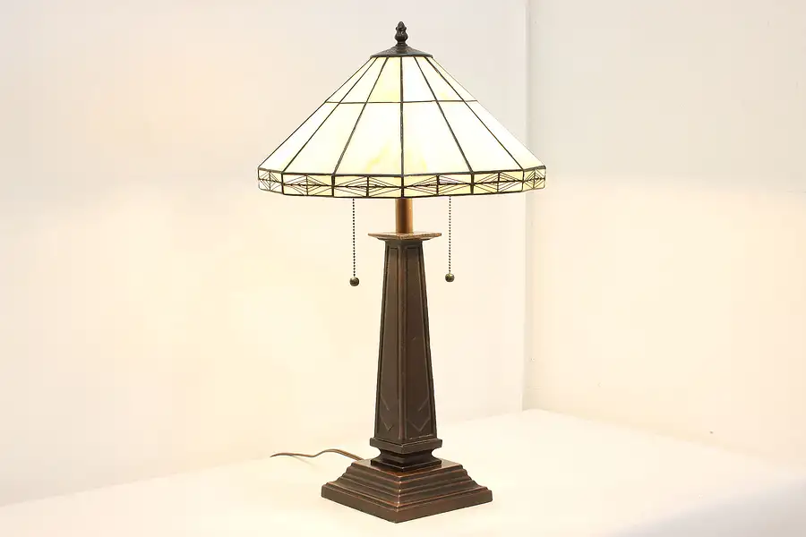 Main image of Craftsman Vintage Office or Library Stained Glass Desk Lamp