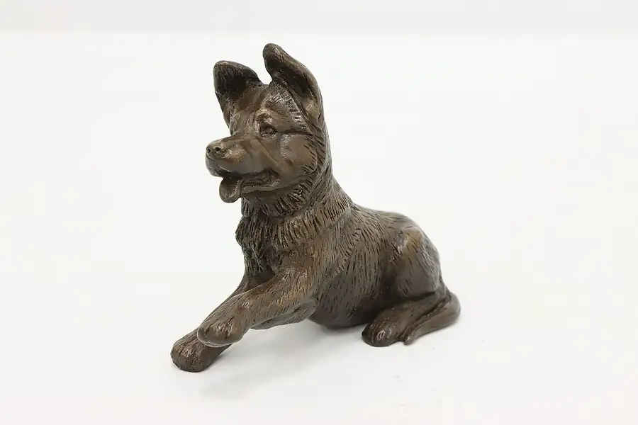 Main image of German Shepherd Puppy Vintage Bronze Finish Sculpture