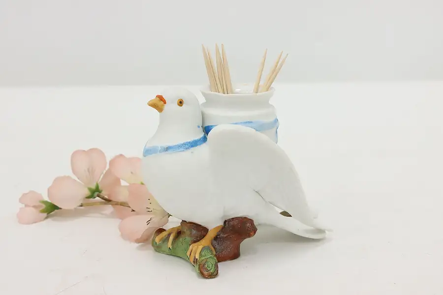 Main image of Victorian Antique Bisque Porcelain Dove Toothpick Holder