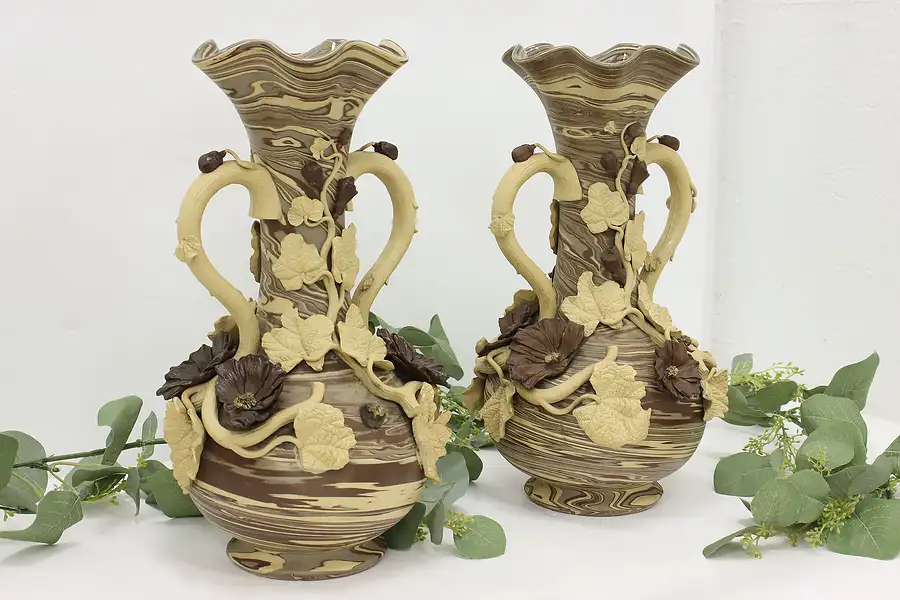 Main image of Pair of Antique Art Nouveau Ceramic Vases, Freres Keramis