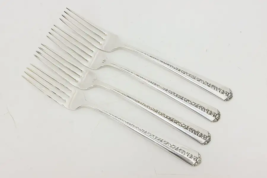 Main image of Set of 4 Towle Rambler Rose Sterling Silver Dinner Forks