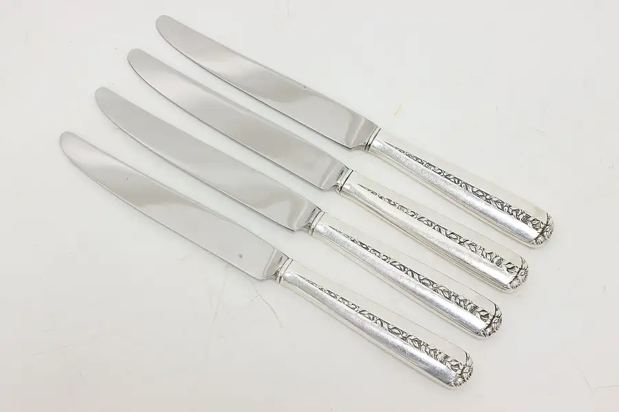 Main image of Set of 4 Vintage Towle Rambler Rose Sterling Dinner Knives