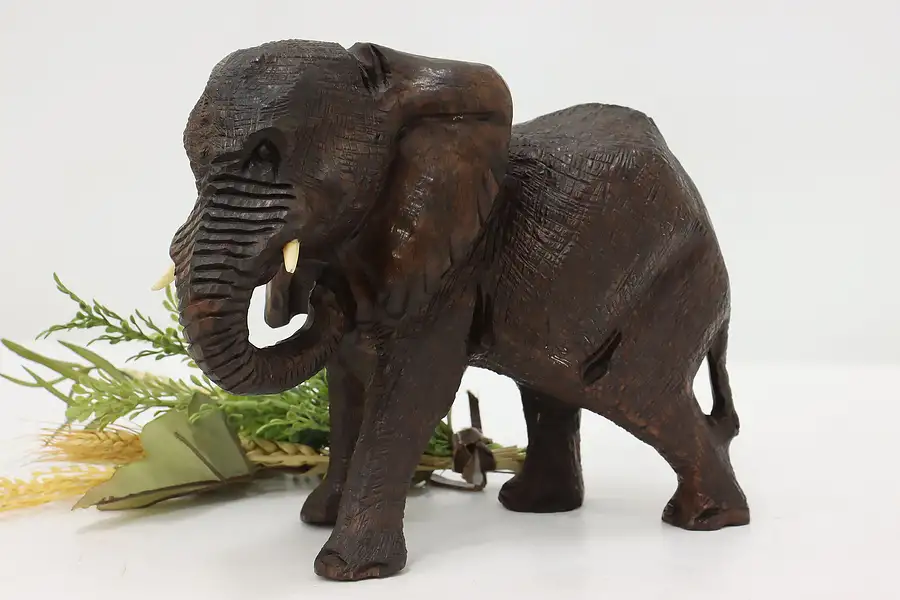 Main image of African Vintage Hand Carved Rosewood Elephant Sculpture