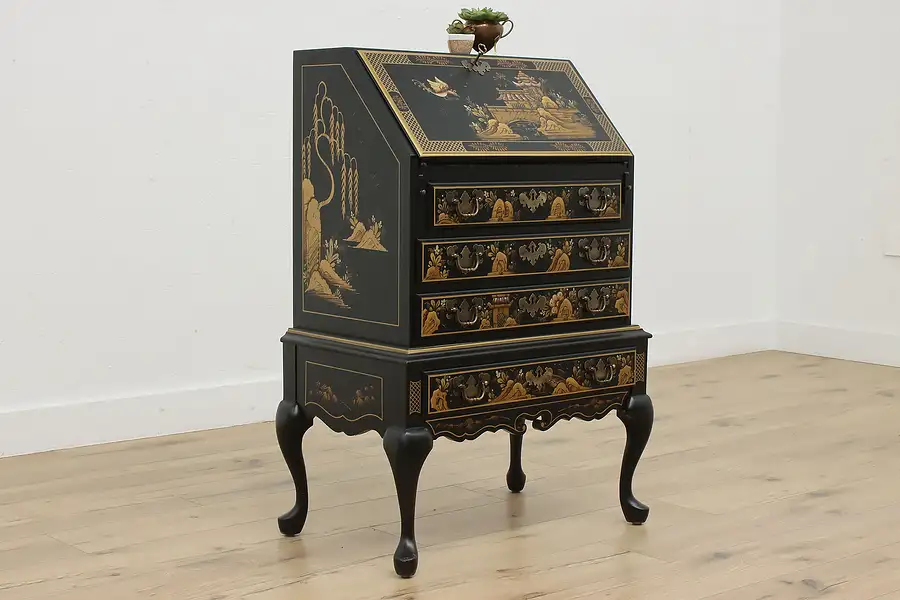 Main image of Georgian Design Vintage Chinoiserie Secretary Desk, Maddox