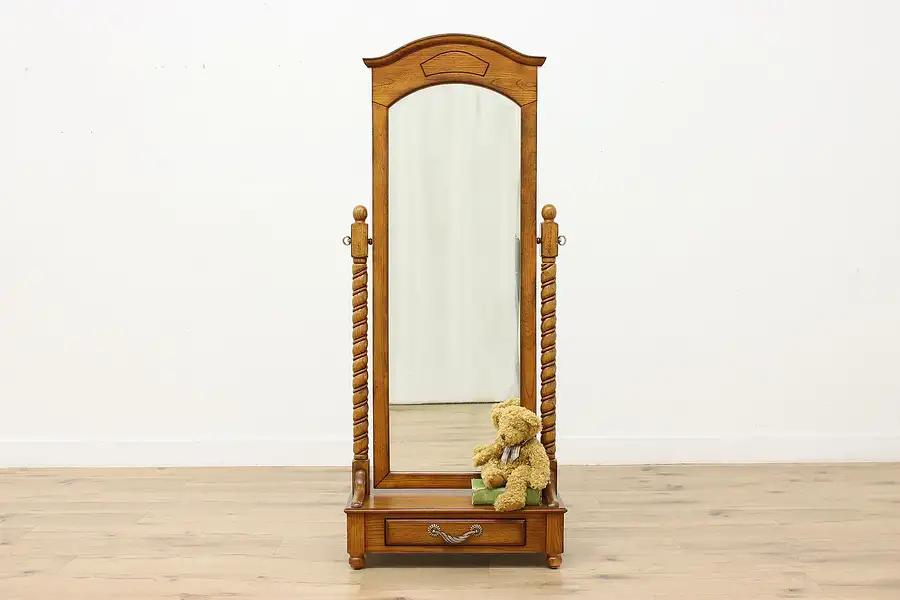 Main image of Barley Twist Vintage Oak Cheval Dressing Bath Mirror