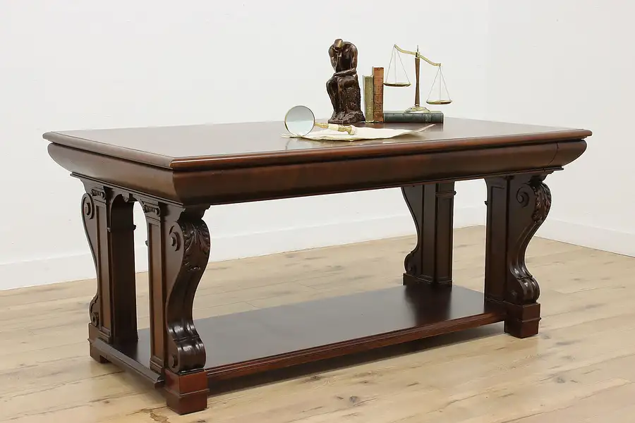 Main image of Mahogany Antique Desk Office Conference or Library Table