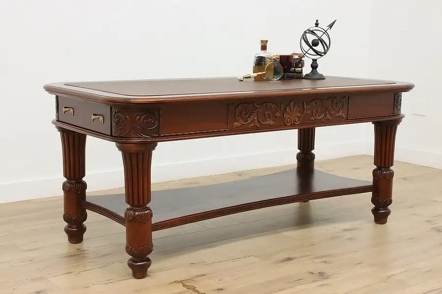 Main image of Victorian Antique Mahogany Library Desk Conference Table