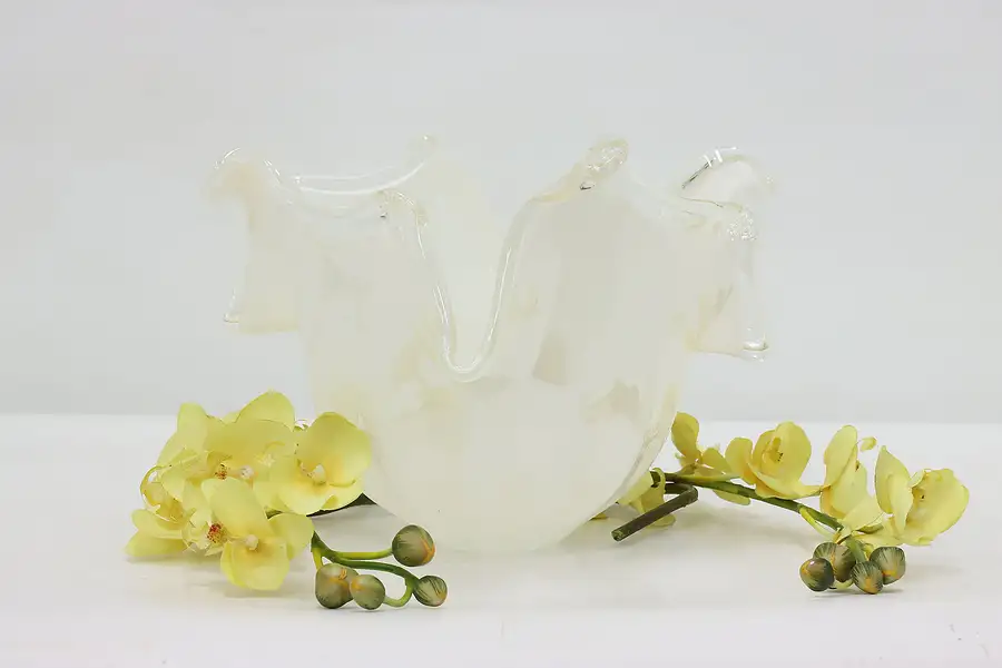 Main image of Italian Art Glass Flower Centerpiece Bowl White Cristal