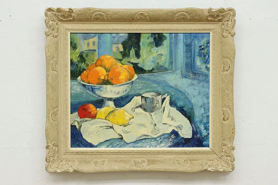 Main image of Oranges Still Life Vintage Original Oil Painting Fabry 31.5"