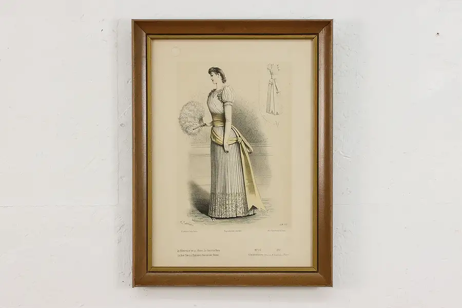 Main image of French Antique Fashion Magazine Lithograph Print 18"