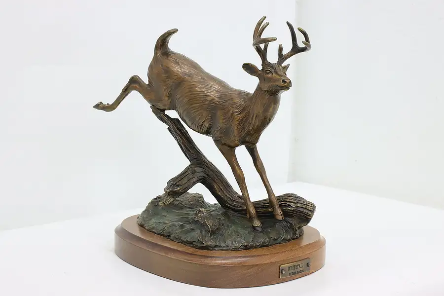 Main image of White Tail Deer Bronze Sculpture Vintage Statue, Wagner