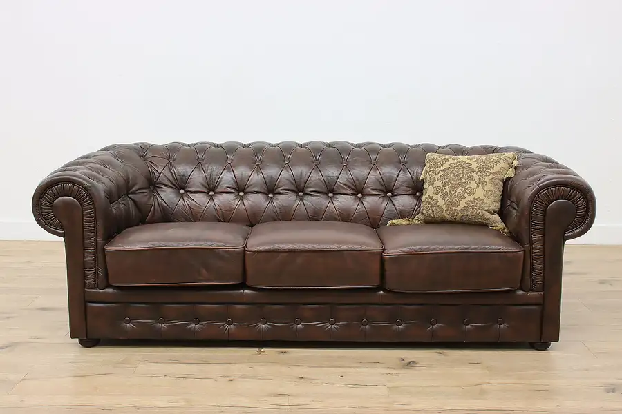 Main image of Chesterfield Vintage Tufted Espresso Leather Sofa or Couch