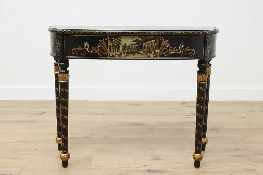 Main image of Chinoiserie Paint Vintage Lacquer Hall Table or Sofa Console