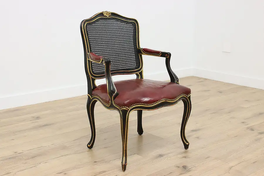 Main image of French Design Vintage Leather Office Chair, Widdicomb