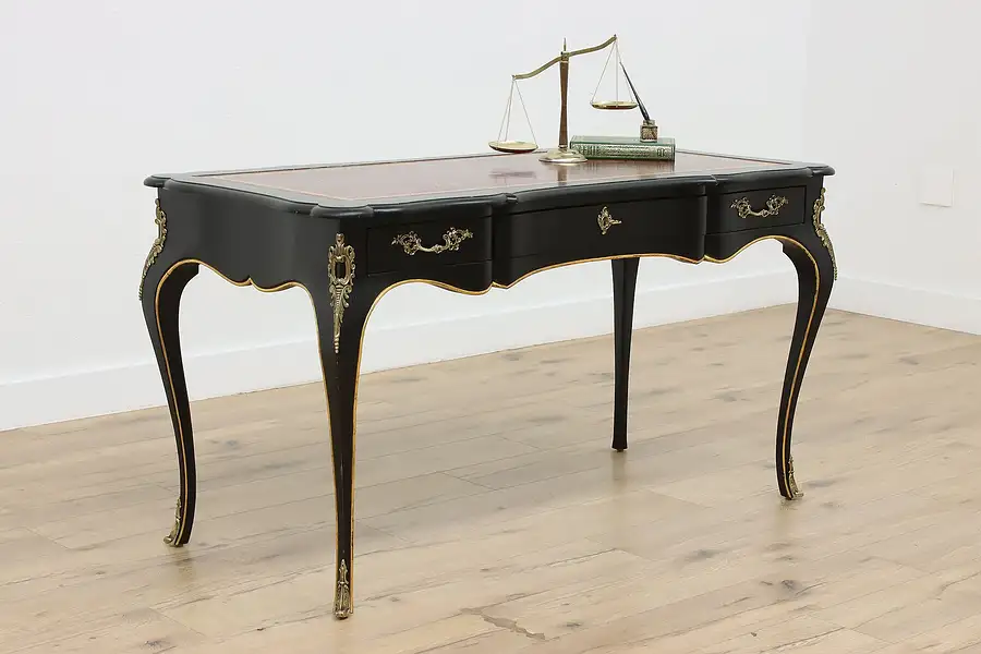 Main image of French Design Vintage Leather Top Writing Desk, Widdicomb