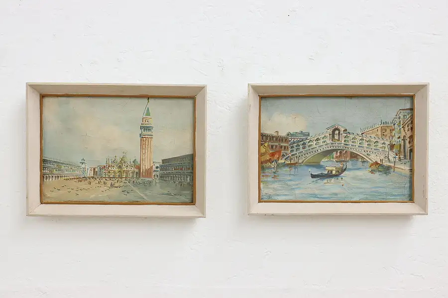 Main image of Pair of Italian Venice Original Oil Paintings 15"