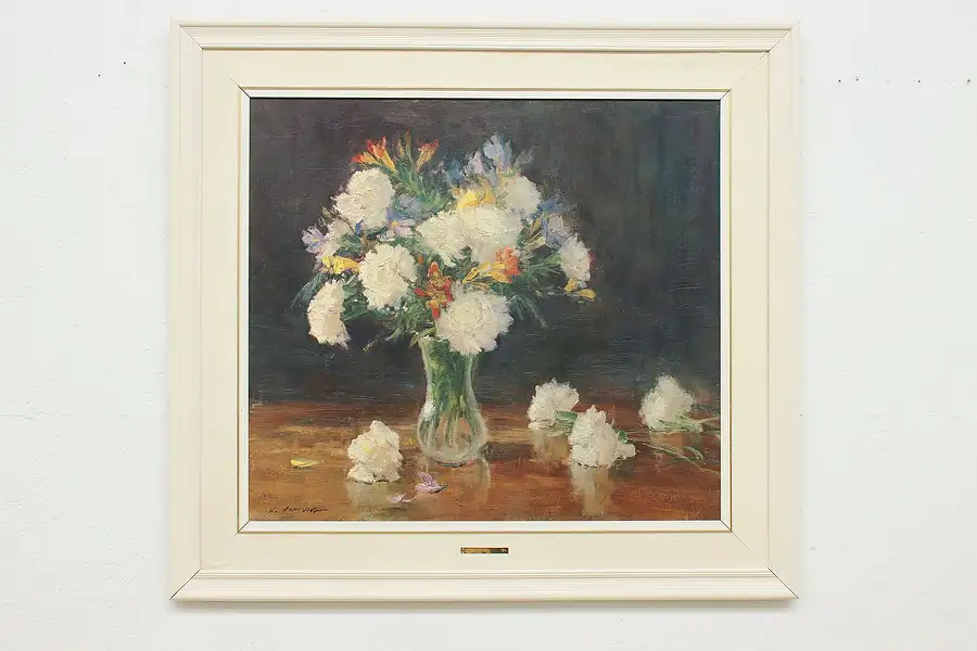 Main image of Carnations in Vase Vintage Artagraph Painting, Aspevig 39.5"