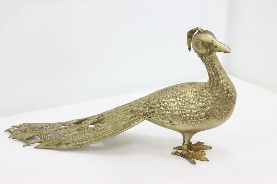 Main image of Peacock Vintage Decorative Brass Sculpture 22.5"