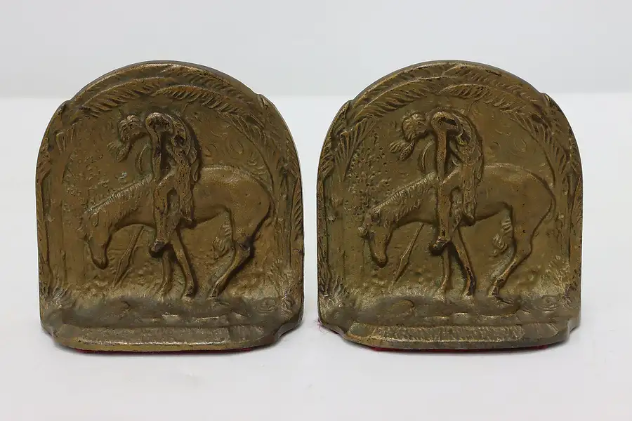 Main image of Pair of Antique Bronzed Iron "End of the Trail" Bookends