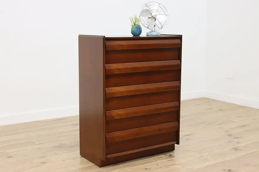 Main image of Midcentury Modern Vintage Walnut Tall Chest or Dresser