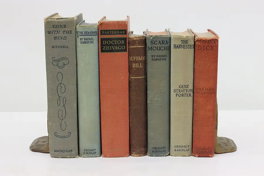 Main image of Group of 7 Vintage Clothbound Books, Moby Dick, Buffalo Bill