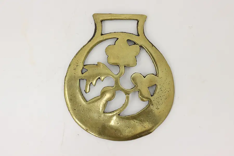 Main image of Horse Antique Brass Harness Medallion, Leaves