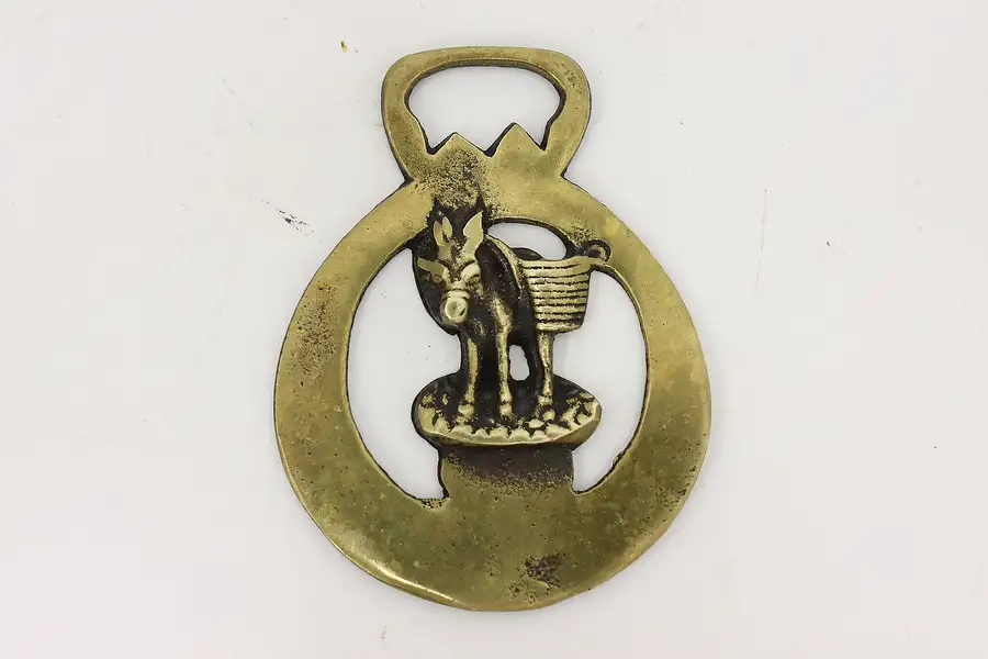 Main image of Horse Antique Brass Harness Medallion, Donkey