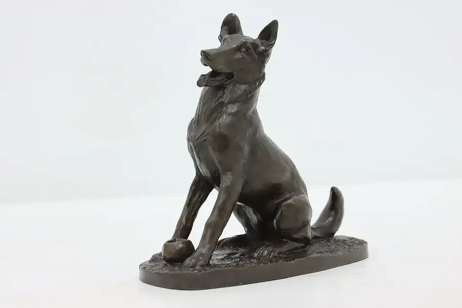 Main image of German Shepherd Dog Playing Fetch Vintage Sculpture J. Spouse