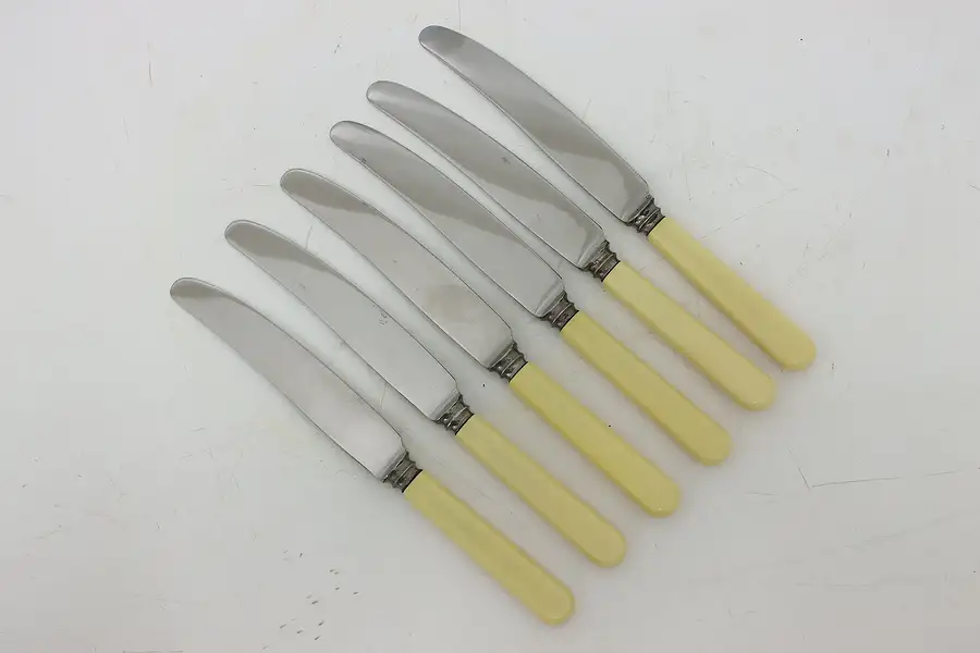 Main image of Set of 6 Antique English Dinner Knives, Bakelite Handles