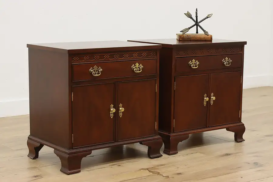 Main image of Pair of Vintage Mahogany Nightstands or End Tables, Baker