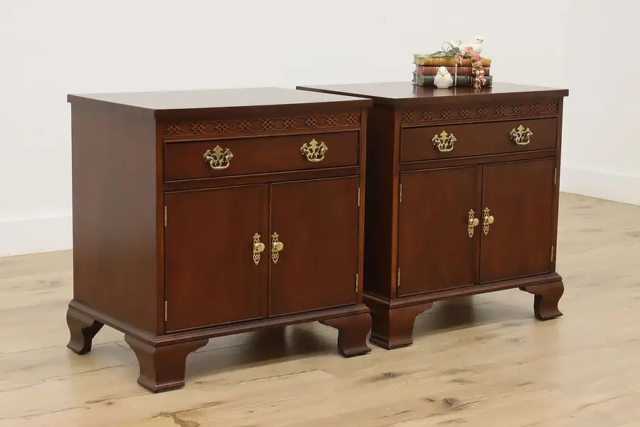 Main image of Pair of Vintage Mahogany Nightstands or End Tables, Baker