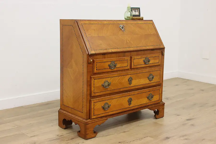 Main image of Swedish Antique 1820 Oak & Inlay Office Secretary Desk