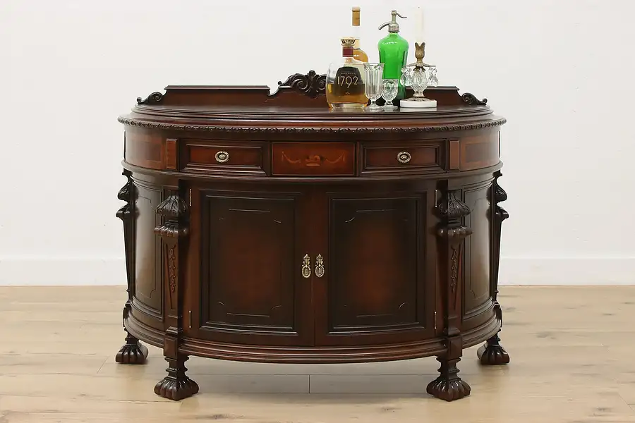 Main image of Tudor Design Antique Rosewood & Walnut Demilune Bar Rockford