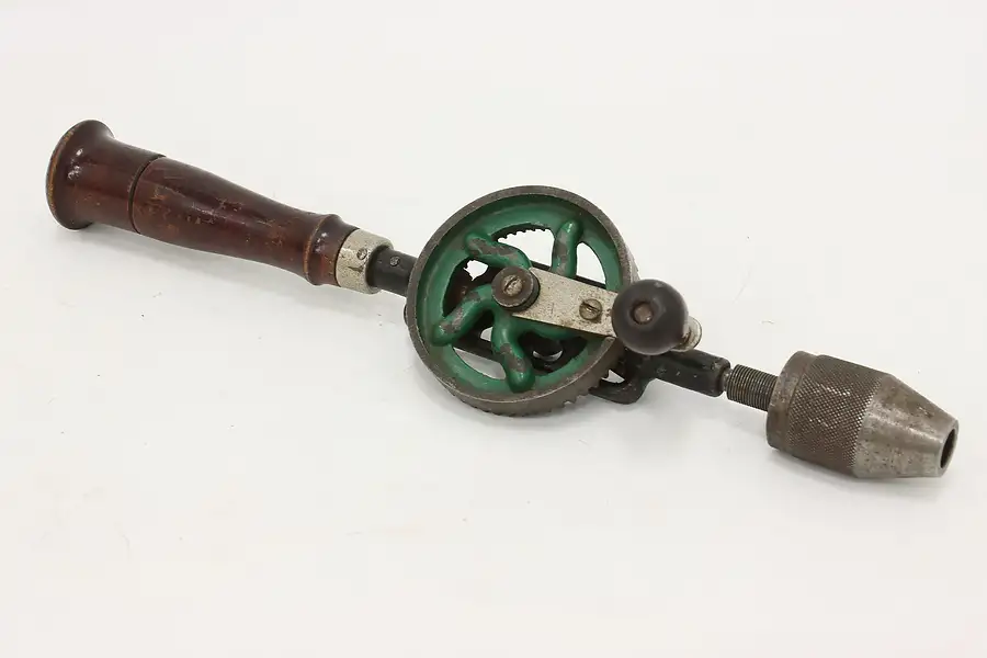 Main image of Industrial Antique Birch & Iron Hand Drill, Germany