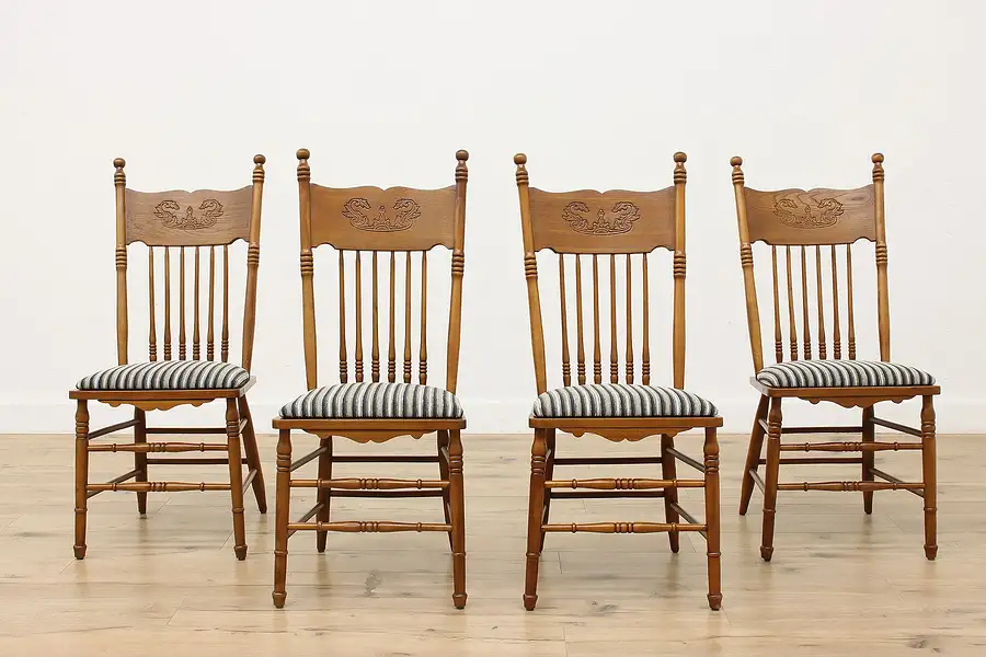 Main image of Farmhouse Set of 4 Antique Victorian Pressback Dining Chairs