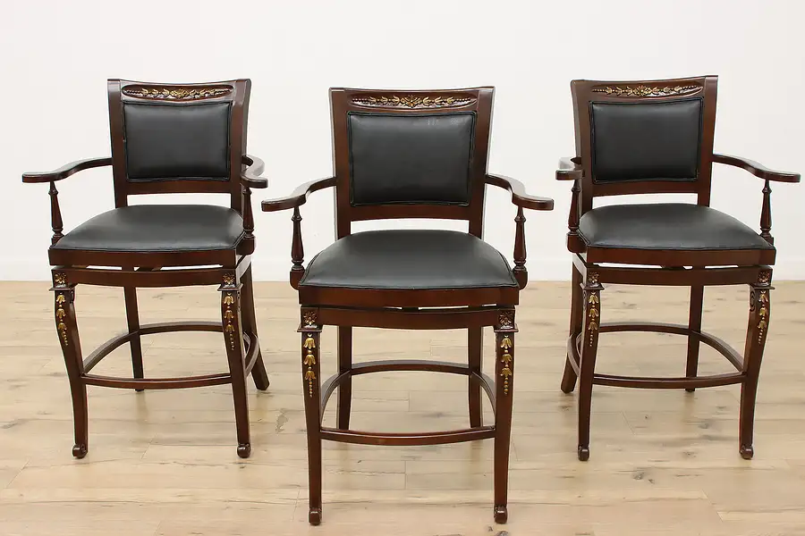 Main image of Set of 3 Vintage French Provincial Design Birch Bar Chairs